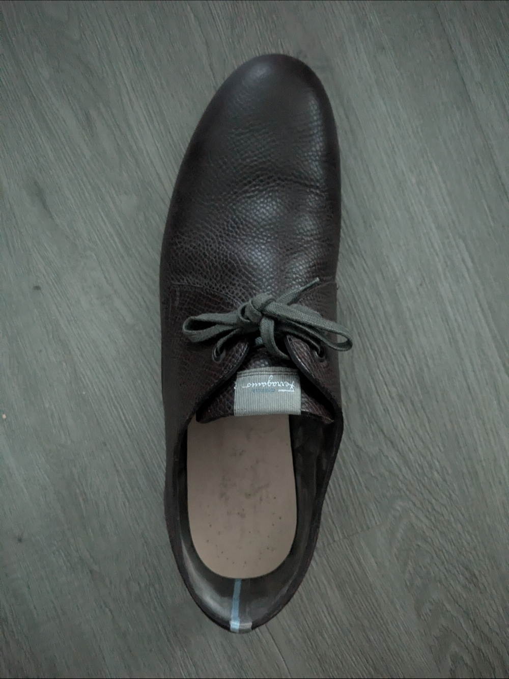 Salvatore Ferragamo Men’s Dark Brown Leather Lace-Up Shoe